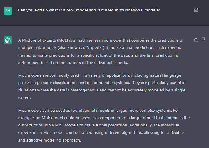 ChatGPT - MoE&rsquo;s and Foundational Models