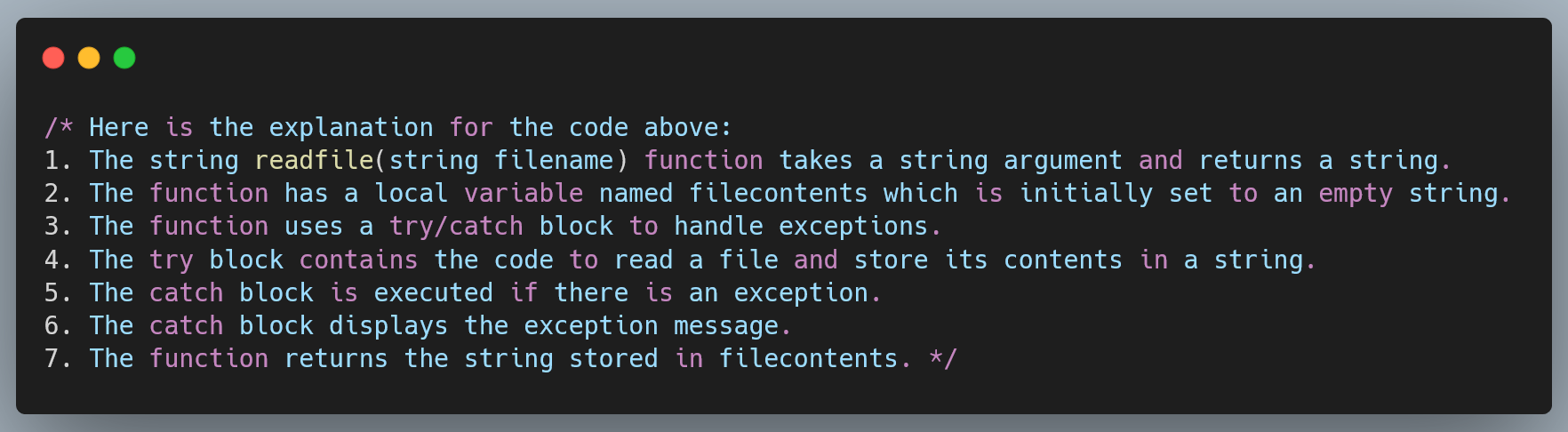 CoPilot code explanation