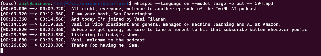 Whisper transcription
