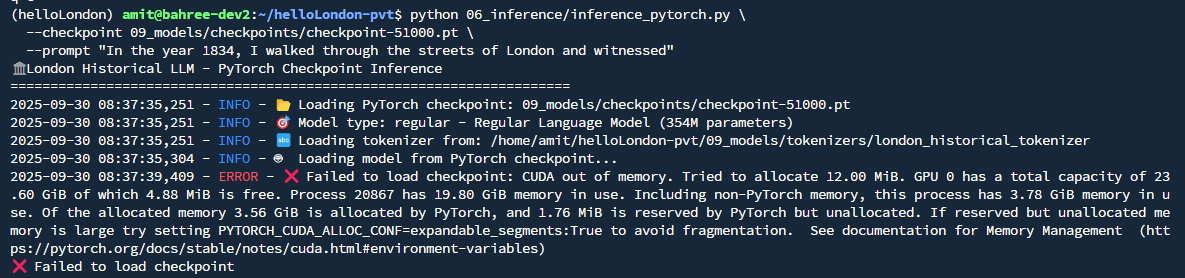 Out of memory error - checkpoing evals Screenshot