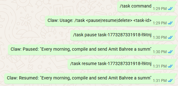 /task pause and /task resume on the AI news digest task